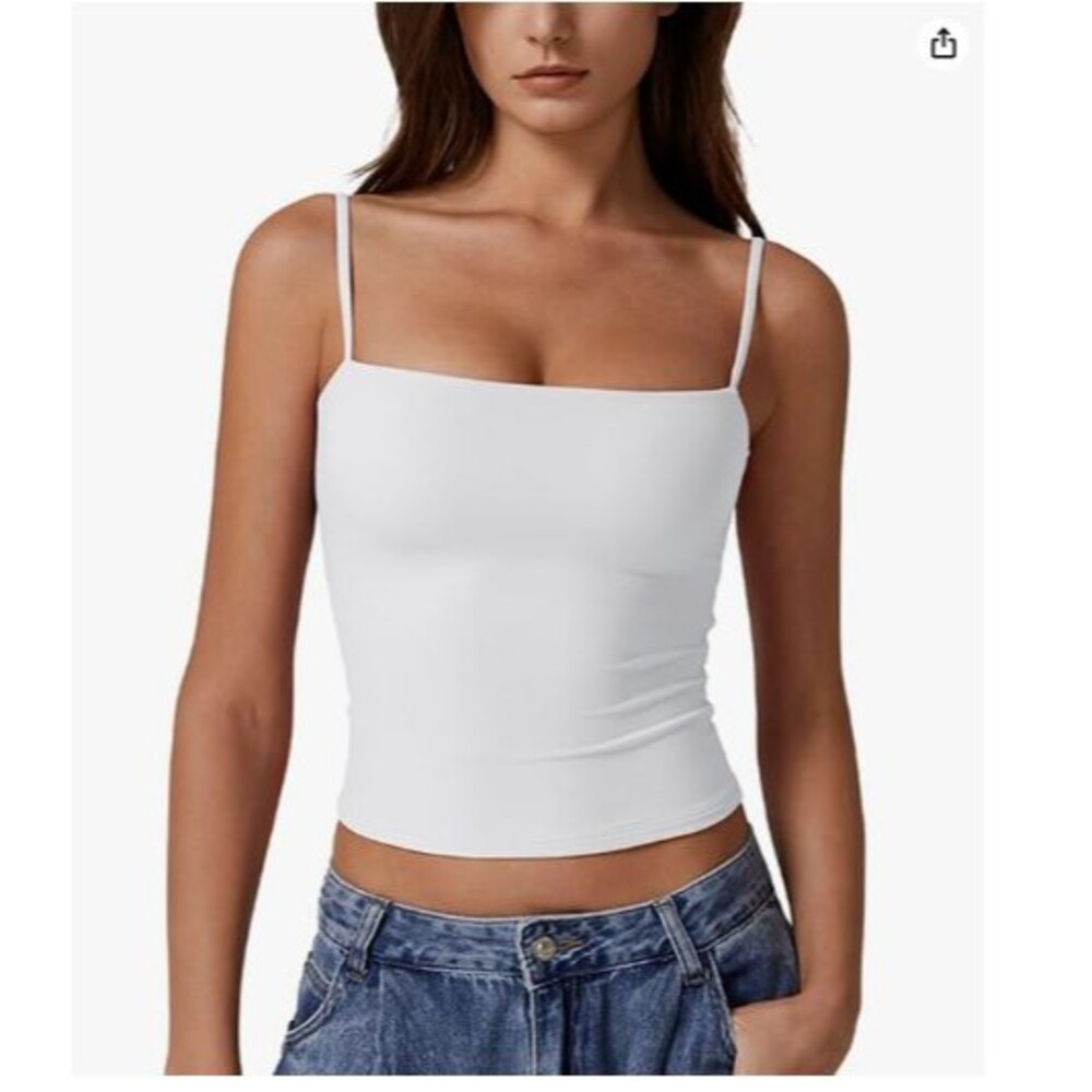 Women’s Tank Top Camisole Shirts Large White NWT Square Neck Pull on
